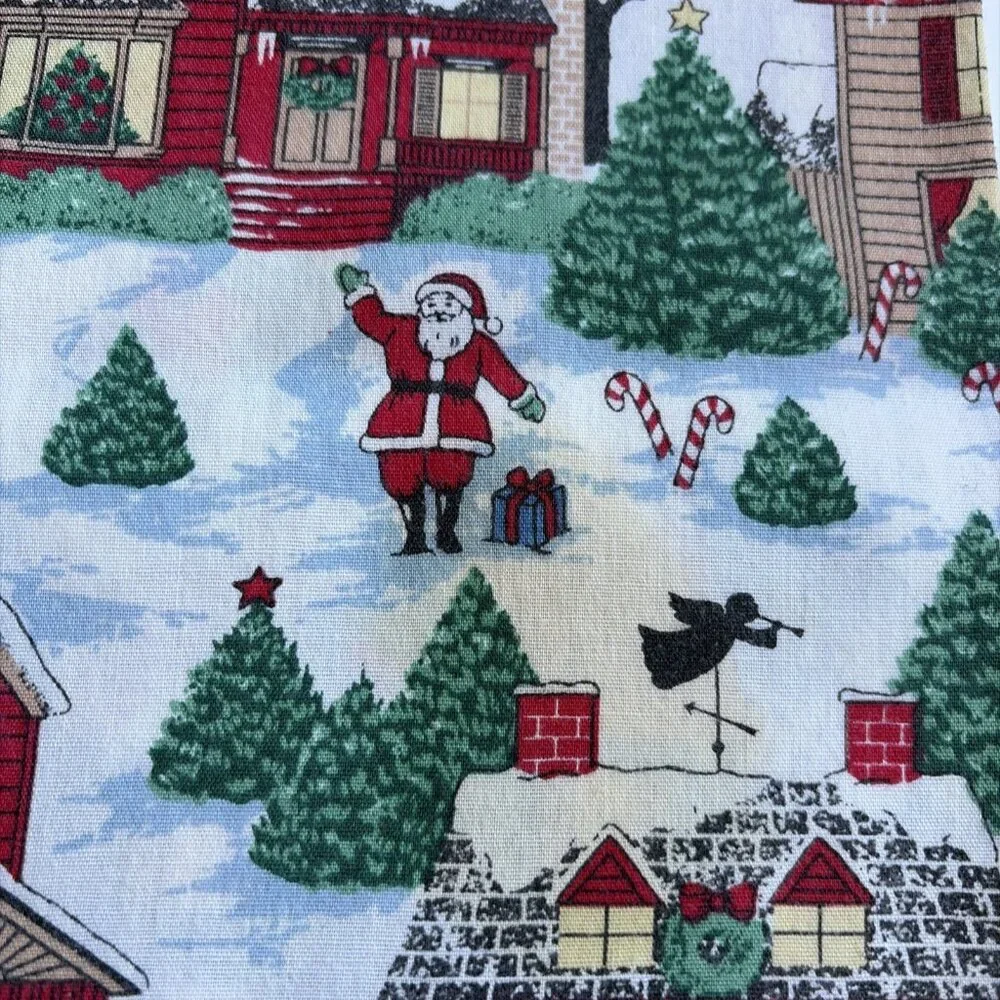 Vintage Christmas Cloth Napkins Santa Christmas Village 16x16